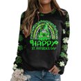 thumbnail image 4 of Pompotops Femmes St. Patrick'S Day Mode Imprimé en Vrac Manches Longues Chemisier Col Rond Casual Pull Tops Pullshirt Dégagement, 4 of 5