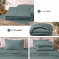 thumbnail image 4 of Comfy Bamboo World Series 4pc Microfiber Sheet Set, Queen Size Bedsheet, Teal, 4 of 6