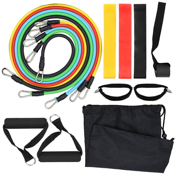Amdohai 14pcs Resistance Bands Set Workout Fitness Exercise Tube Bands Jump Rope Door Anchor Ankle Straps Cushioned Handles 8-Shaped Resistance Ba