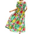 thumbnail image 3 of Bellella Robe Maxi pour Femmes à Col Rond, Longue Robe, Robe d'Été à Imprimé Floral, Aguichant, Manches Courtes, Vacances, Couleur de L'Image, 7 L, 3 of 3
