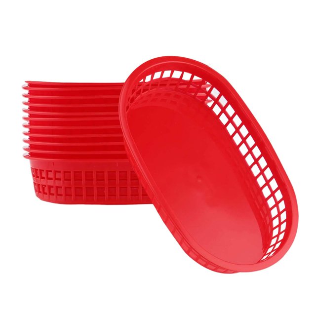 Lipstore 12 Pieces Baskets Large Storage Basket Bins for Picnic Restaurants red