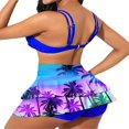 thumbnail image 4 of MesaSe Women 2Pcs Swimsuit Set  Solid Color Wrap Bikini Tops + Ruffle Skirt Bottom Set Beach Swimwear, 4 of 5