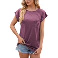 thumbnail image 1 of AherBiu Hauts d'Entraînement pour Femmes, Coupe Ample, Manches Cap, Col Ras du Cou, Haut Basique Confortable, T-Shirts, Chemises, Blouse, 1 of 4