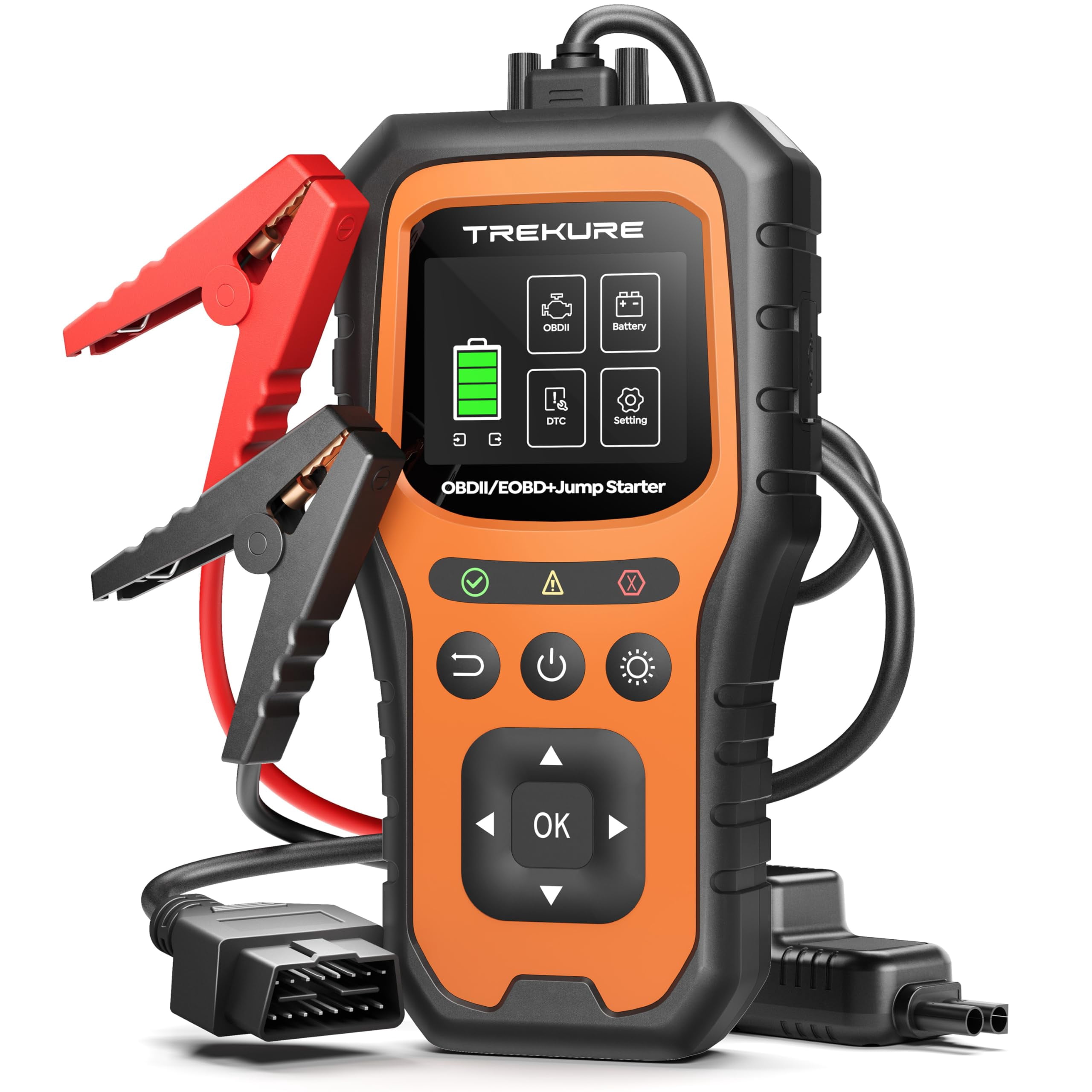Car Battery Jump Starter with OBD2 Scanner 5000A, Car Battery Jumper Starter Portable (All Gas/10L Diesel), 12V Jump Box Jumper Cables, Code Reader for Check Engine Light, Diagnostic Tool