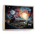 thumbnail image 2 of Designart Train framed wall Art, Cosmic Rails An modern Train I , train Large framed wall art decor, Multi-Color Modern Natural framed wall art, 44x34 inches Natural brown color Frame, 2 of 5