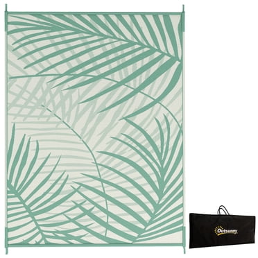 Outsunny Reversible Outdoor Rug with Carry Bag, 9' x 12' Waterproof Rug