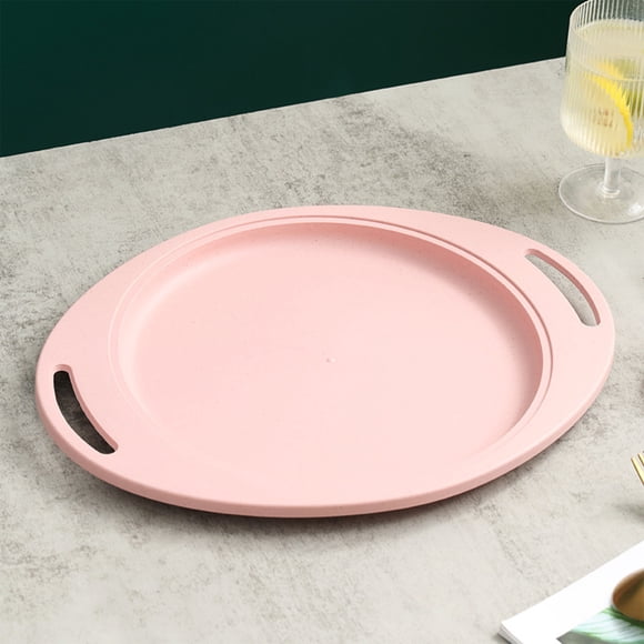 Gros Rabais! Assiettes de Service Ovales en Plastique avec Poignées / Résistantes à la Chaleur et aux Chutes / Assiettes à Steak 34x27 cm pour Grillades, Pâtes et BBQ / Ensemble de 1 en Violet, Bleu, Rose, Beige, Vert