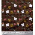 thumbnail image 1 of Soimoi Brown Georgette Viscose Fabric Heart & Love Text Fabric Prints By Yard 42 Inch Wide, 1 of 5