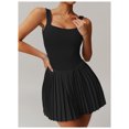 thumbnail image 2 of PISONIC Robe de Tennis et de Golf pour Femmes avec Soutien-Gorge Intégré, Short, Dos Nu, Encolure Carrée, Ourlet Plissé, Robes Athlétiques avec Poches, 2 of 9