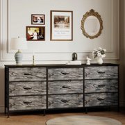 63inch TV Stand with 9 Drawers, Drawer Dresser Metal Frame Media Console Storage Organizer for Bedroom or Living Room