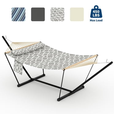 Heavy Duty Hammock with Steel Stand – Portable Hammock with Adjustable Frame, Quick Assembly Design – Outdoor Hammock for Patio, Backyard, Garden, Beach, Camping Use