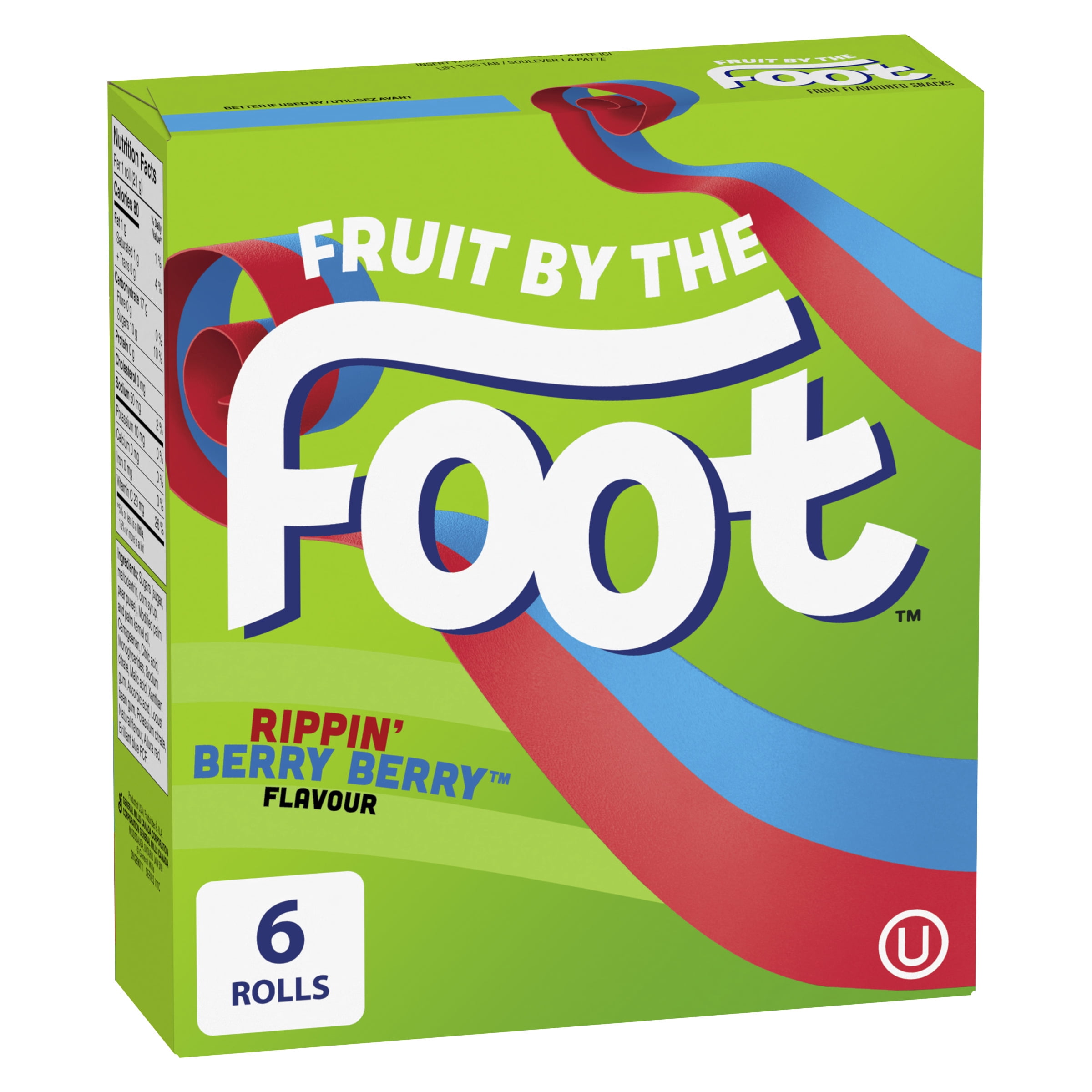 Fruit by the Foot Fruit Flavoured Snacks, Rippin' Berry Berry, Gluten Free, 6 rolls