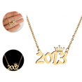 thumbnail image 1 of Pendentif Chiffre Collier Année Couronne Acier Inoxydable Chaîne Exquise Collier Femme Cadeau d'Anniversaire, 1 of 8