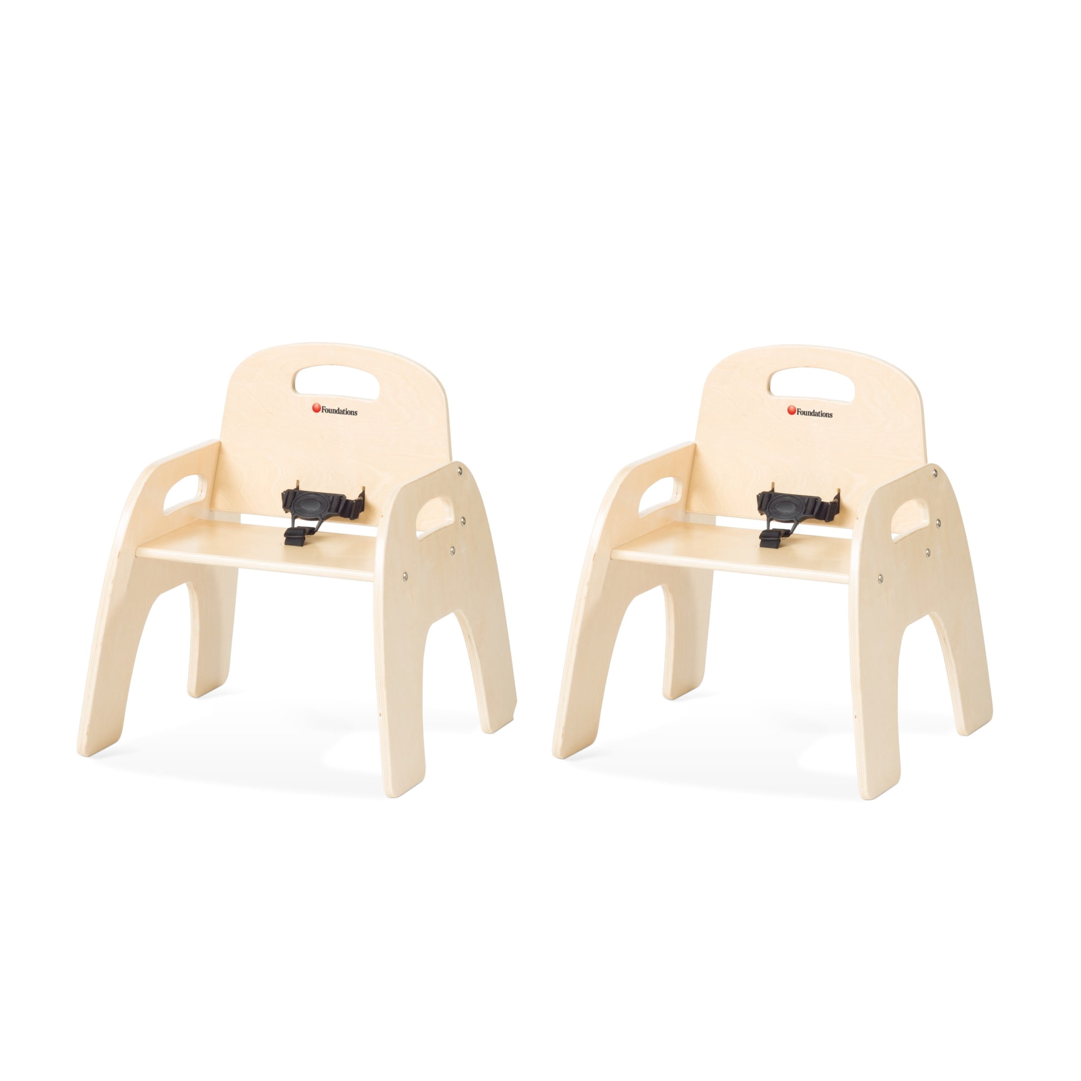 Foundations Simple Sitter 11” Low Wood Feeding Chairs, Stackable Wood Toddler Chairs with Food Service Grade Finish, 2 Pack