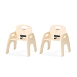 Foundations Simple Sitter 11” Chaises à faible teneur en bois, chaises pour enfants en bois empilables avec finition de qualité de service alimentaire, paquet de 2