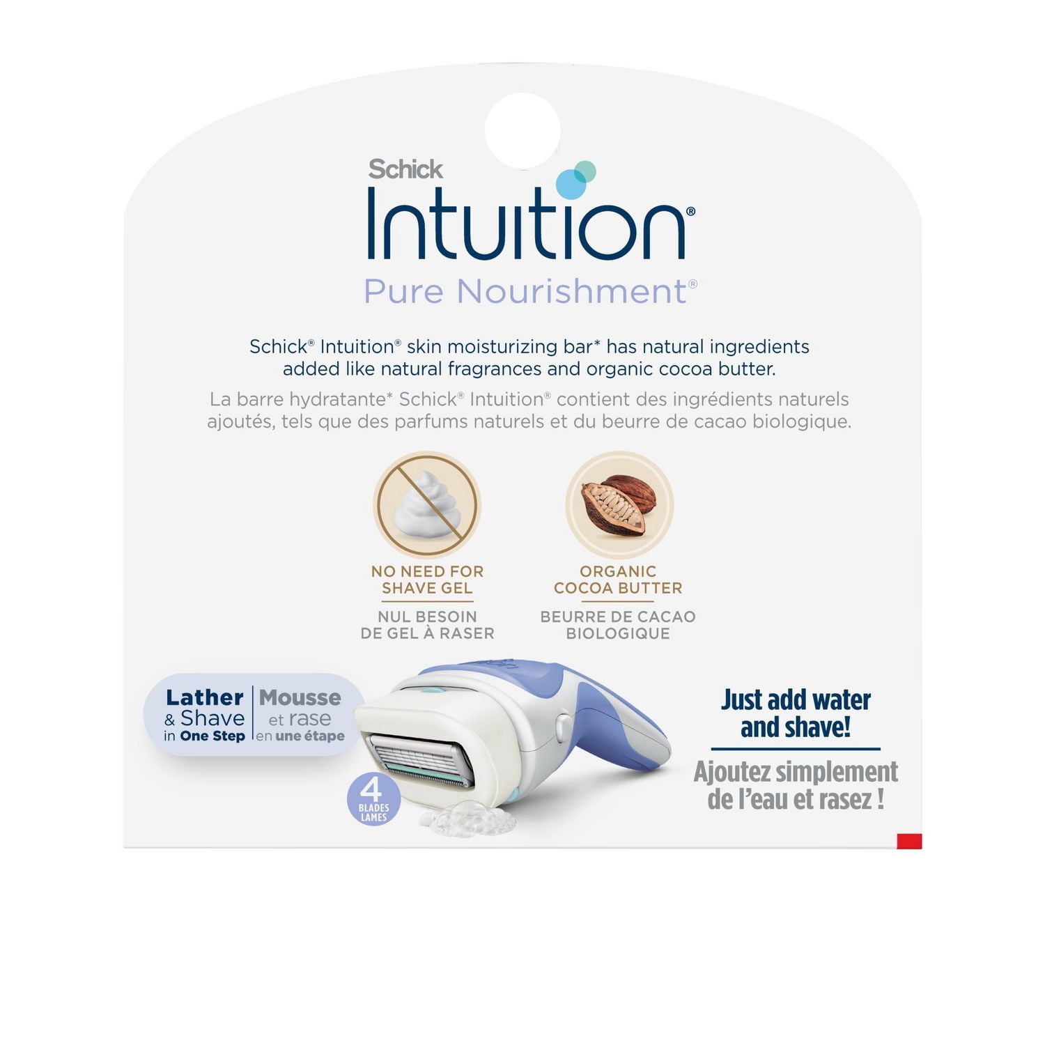 Cartouches de lames Schick Intuition Pure Nourishment avec lait de noix de coco et huile d’amande douce