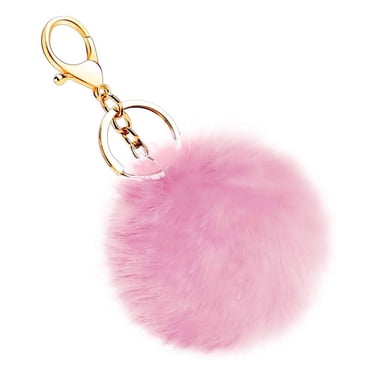 Agiferg Ball Key Chain Bag Plush Car Key Ring Automobile Metal Key Pendant