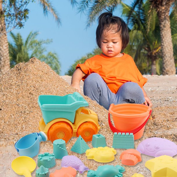 Kit De Construction De Château De Sable 14 Pièces – Moules, Pelle Et Outils – Jouet De Plage Portable Pour Enfants Dès 3 Ans – Cadeau été Idéal
