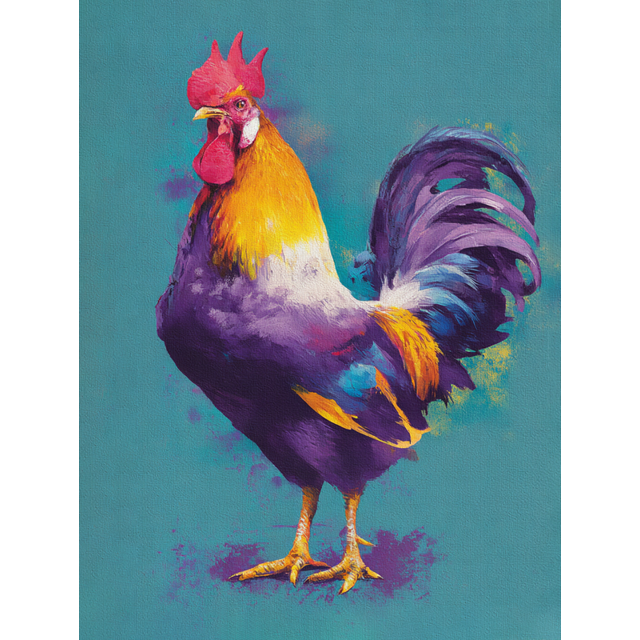 Vibrant Rooster Canvas Wall Art 15.75x11.81 Inches