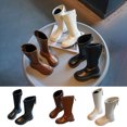 thumbnail image 1 of YUGYXL Girl's Waterproof Side Zipper Knee High Riding Boots Brown,27, 1 of 10