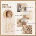 thumbnail image 4 of Beige Cat Tree with Scratching Post & Condo - 39" Tall Indoor Cat Tower for Play & Lounging - Plush Perches & Hanging Ball - Compact Design, 4 of 7