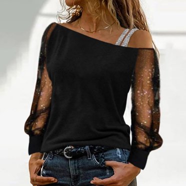 Qertyioot Blouse Décontractée pour Femme à Col Asymétrique en Gaze de Couleur Unie T