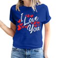 thumbnail image 2 of Pisexur T-shirt de la Saint-Valentin pour Femmes, Imprimé Amour, Manches Courtes, Col Rond, 2 of 5