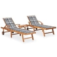 thumbnail image 1 of vidaXL Chaises Longues 2 Pcs avec Table et Coussin en Bois de Teck Massif, 1 of 5