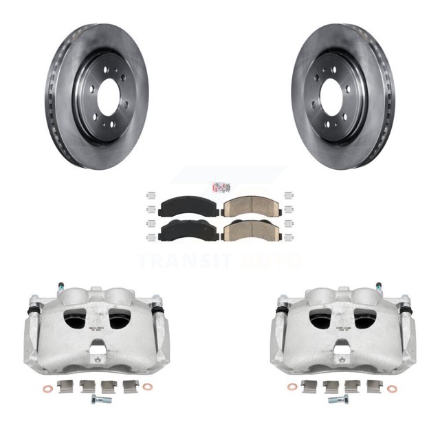 Transit Auto Front Disc Brake Caliper Rotors and Ceramic Pads Kit for Car Ford F-150 Expedition Lincoln Navigator KC8-100168N
