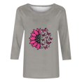 thumbnail image 3 of KIHOUT Nouveautés Tuniques pour Femmes à Manches 3/4, Hauts Décontractés Coupe Ample, T-Shirt à Col Rond Imprimé Graphique pour la Journée du Cancer du Sein, 3 of 3