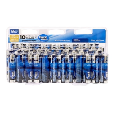 Great Value AA LR6/1.5 V Alkaline Batteries 48-Pack, 10-year storage life