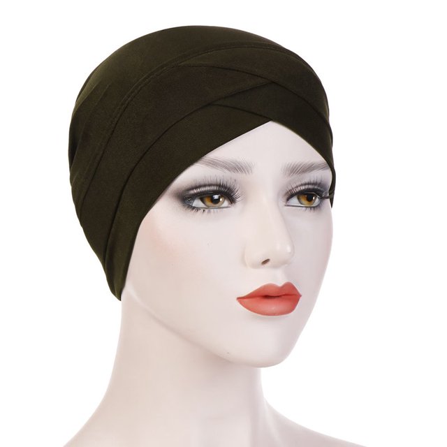 Women Solid India Hat Muslim Ruffle Cancer Chemo Beanie Turban Wrap Scarf Cap