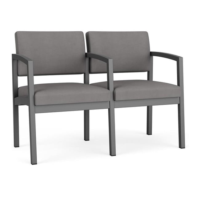 Lenox Steel Reception Waiting 2 Seats Chair / Charcoal Steel / Light Gray
