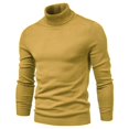 thumbnail image 3 of Mrat Chandail d'Hiver pour Homme Chandail Uni à Col Montant Chandail à Manches Longues Ample Chandail de Base Hauts Chandail Col Roulé Chandail Mode Automne Homme P-106 Jaune TG, 3 of 4