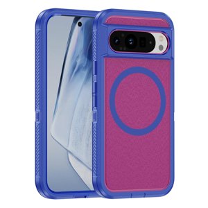 Google Pixel 9 / 9 Pro Dossier téléphonique, dossier téléphonique Google Pixel 9 / 9 Pro Cas magnétique [Compatible avec MagSafe] Couverture anti-rayure anti-empreinte anti-choc, bleu+rose