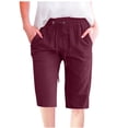 thumbnail image 1 of Timegard Womens Plus Size Shorts Elastic Waisted Drawstring Lightweight Casual Knee Length Shorts with Pockets, 1 of 5