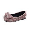 thumbnail image 4 of Girls Rhinestone Bow Dress Shoes, Sparkly Sequins Ballet Flats for Wedding Party, Comfortable Princess Sandals with Elastic Strap, 4 of 7