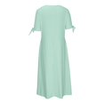 thumbnail image 4 of JUNWELL Aubaines 2024 Tendance Robe Mi-Mollet à Manches Courtes à Col en V pour Femmes Mode Femme Été Décontractée Robe Longue à Boutons Bleu 4, 4 of 6