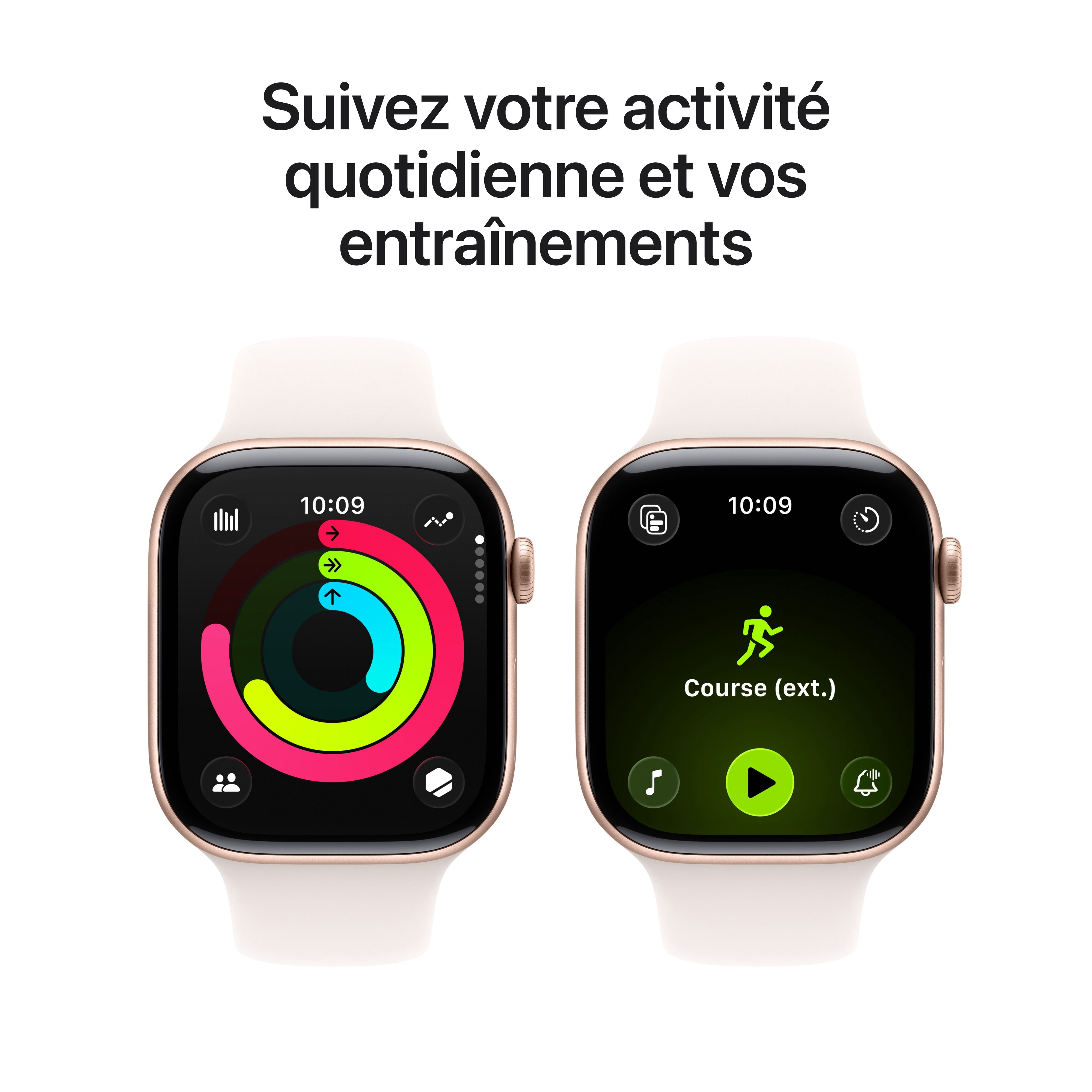 Apple Watch Series 11 GPS - Boîtier 46 mm en aluminium rosé - Bracelet sport rose tendre (M/G)