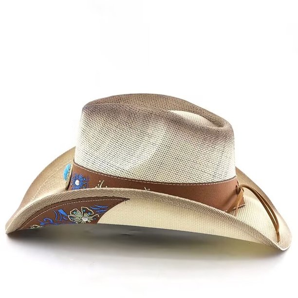Straw Cowboy Hat with Two Decorative Bands Straw Cowboy Hat with Two Decorative Bands main image 2