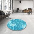 thumbnail image 4 of Ahgly Tapis d'Intérieur Lavable en Machine Carré Turquoise Bleu Vif, 3 Pieds Carré, 4 of 7