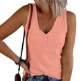 thumbnail image 2 of Timegard Tank Tops for Women Ribbed Deep V-Neck Button Slim Casual Sleeveless Shirts Basic Cami Top, 2 of 5