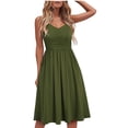thumbnail image 3 of Robe d'Été pour Femmes Robe pour Femmes Été Femmes Mode Été Bord de Mer à Bretelles Sans Manches Col en V Couleur Unie Robe Décontractée, 3 of 8