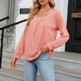 thumbnail image 2 of AherBiu Womens Tops Casual Long Sleeve Square Neck Fall Blouses Loose Comfy Solid Color Shirts, 2 of 4