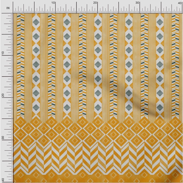 oneOone Cotton Flex Dark Yellow Fabric Geometric Panel Fabric For Sewing Printed Craft Fabric By The Yard 40 Inch Wide