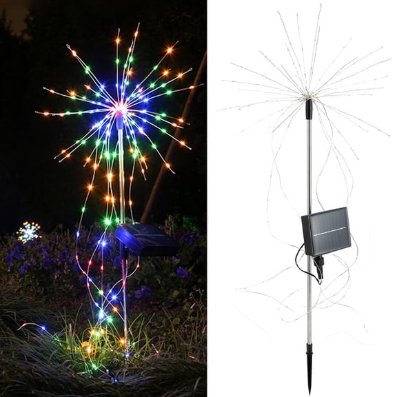 Lumières de Feu d'Artifice Solaires 200 Lumières de Jardin à Énergie Solaire 8-Mode Fil de Cuivre Flexible Lampe de Feu d'Artifice IP42 Imperméable à l'Eau Décor Extérieur pour Pelouse