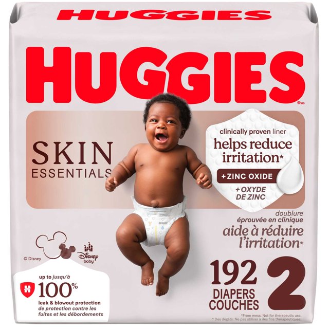Huggies Skin Essentials Baby Diapers, Size 2 (12-18 lbs), 192 Count