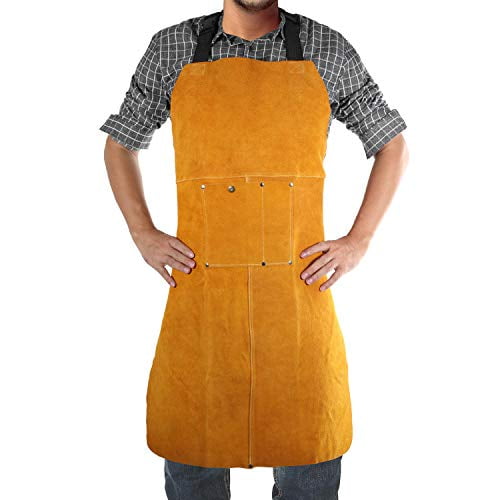 Safety Shop Leather Welding Work Apron,Heat&Flame Resistant, Protective Clothing or Safety Apparel for Blacksmith,Woodwork/Home Improvement/Heavy Duty Work,23x35inch