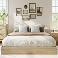 thumbnail image 1 of Yiwa Wooden Platform Bed Frame, Twin/Full/Queen/King, Sturdy Slats, Simple Floor Bed, No Box Spring Required, 1 of 6