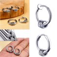 thumbnail image 4 of 1Pc Men Boys Punk Circle Ear Earring Punk Circle Clip Stainless Steel Tassel Rings Earring Hip Hop Style Jewelry, 4 of 9